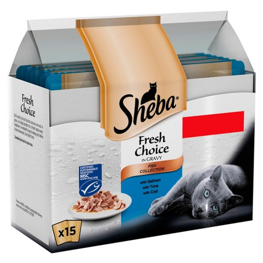 Sheba Fresh & Fine Cat Pouches Fish in Gravy 15x50g